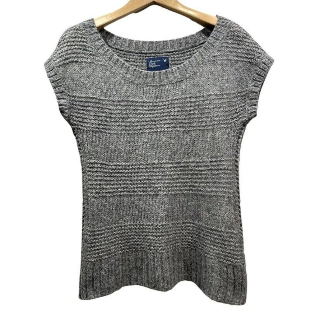 AMERICAN EAGLE OUTFITTERS Women’s Open Knit Wool Mohair Blend Sweater Gray M